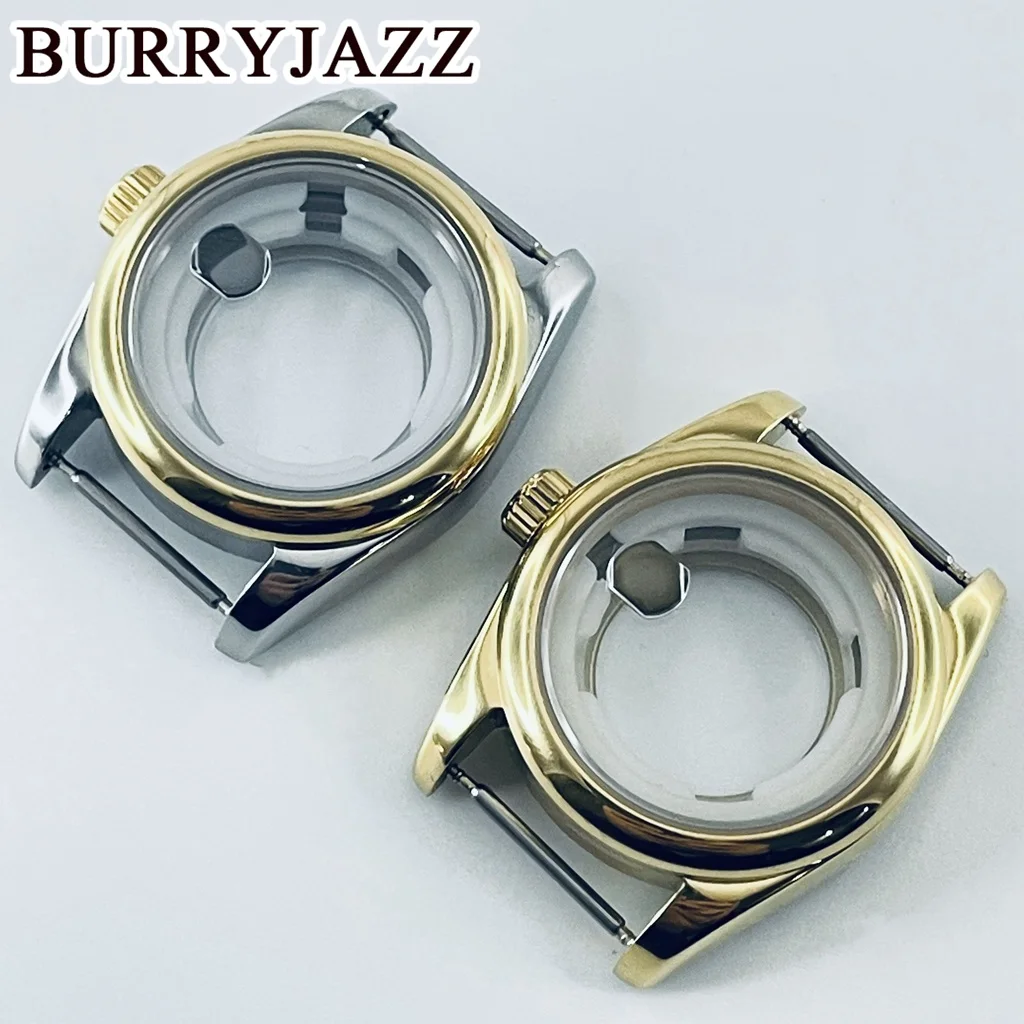 BURRYJAZZ 31mm NH05 NH06 Watch Case Gold Stainless Steel Case With Sapphire Crysta Waterproof
