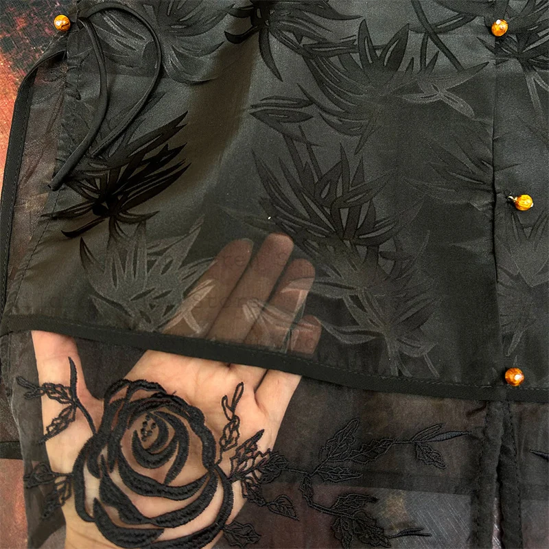 Neue Chinesische Stil Qipao Top Verbesserte Organza Sticken Blume Weste Top Dame Sommer Herbst Neue Hanfu Jacke Lose Tang Kleidung