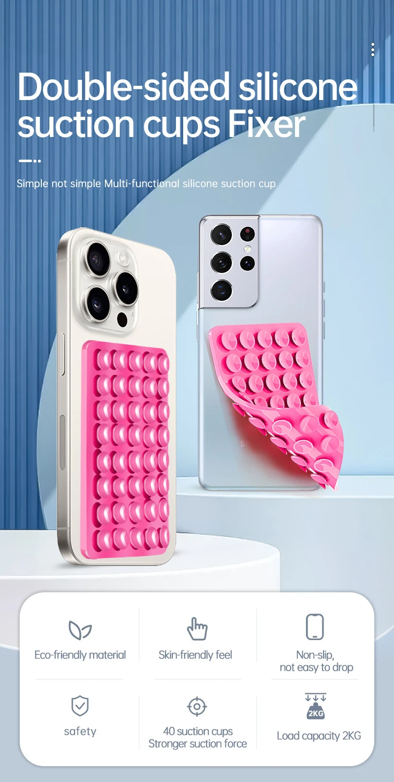 Multi-Functional Phone Case Backed Silicone Suction Pad Holder Double Side Suction Cup Bracket Fixture Desk Car Stand For iPhone