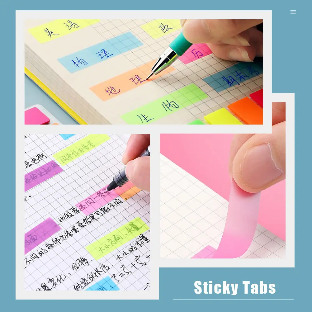 

4Pcs Self-Adhesive Note Stickers Strong Sticky Effect Pet Multi-Function Book Tabs Convenient Page Markers for Work Study