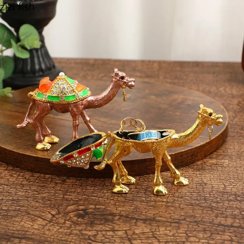 Camel Jewelry Box Metal Animal Ornaments Creative Sculpture Tray Jewelry Home Decoration Crafts Statues Storage Box Figurines