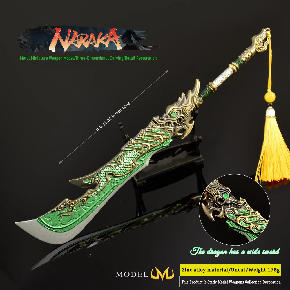 30 cm/11.8in Naraka: Bladepoint Longpan Breed Mes Wapen Model Props Metalen Party Cosplay Game Randapparatuur Ornamenten Vakantie Cadeau
