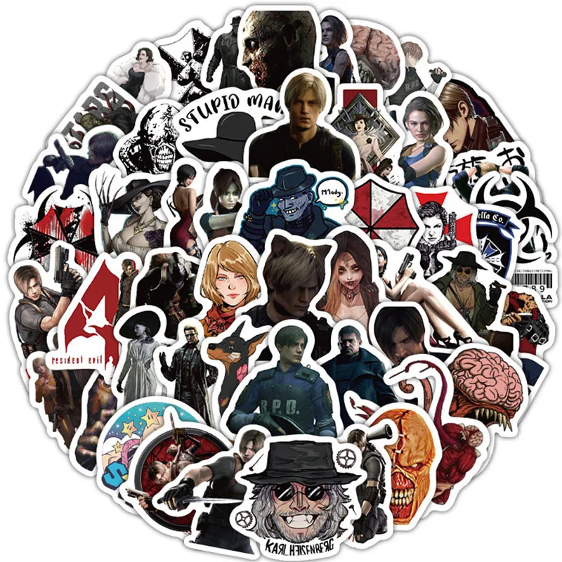 

60PCS Movie Resident Evil Stickers Ipad Trunk Refrigerator Waterproof Anime Stickers Anime Figure Image Toys Surprise Gift