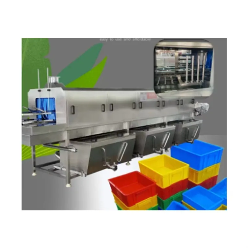 Custom Automatic Industrial Electric Plastic Pan Pallet Tray Washer Dryer Plastic Basket Box Crate Washing Machine