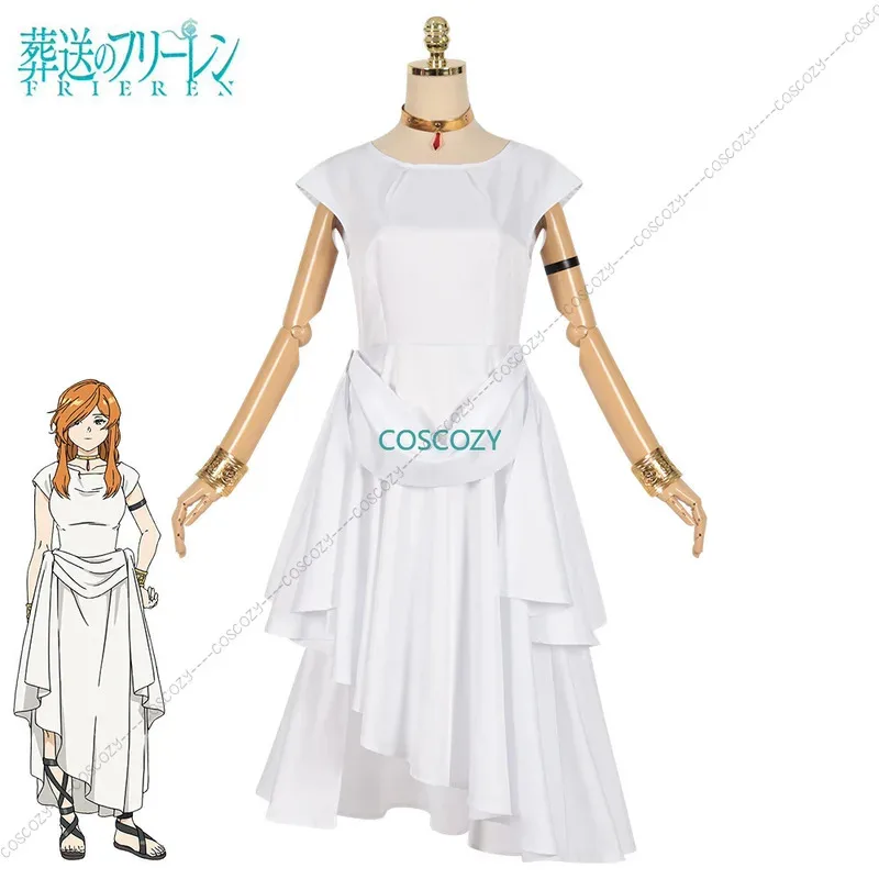 qq023Frieren Beyond Journey's End Anime Flamme Cosplay Costume Wig White Dress Woman Covention Party Outfits