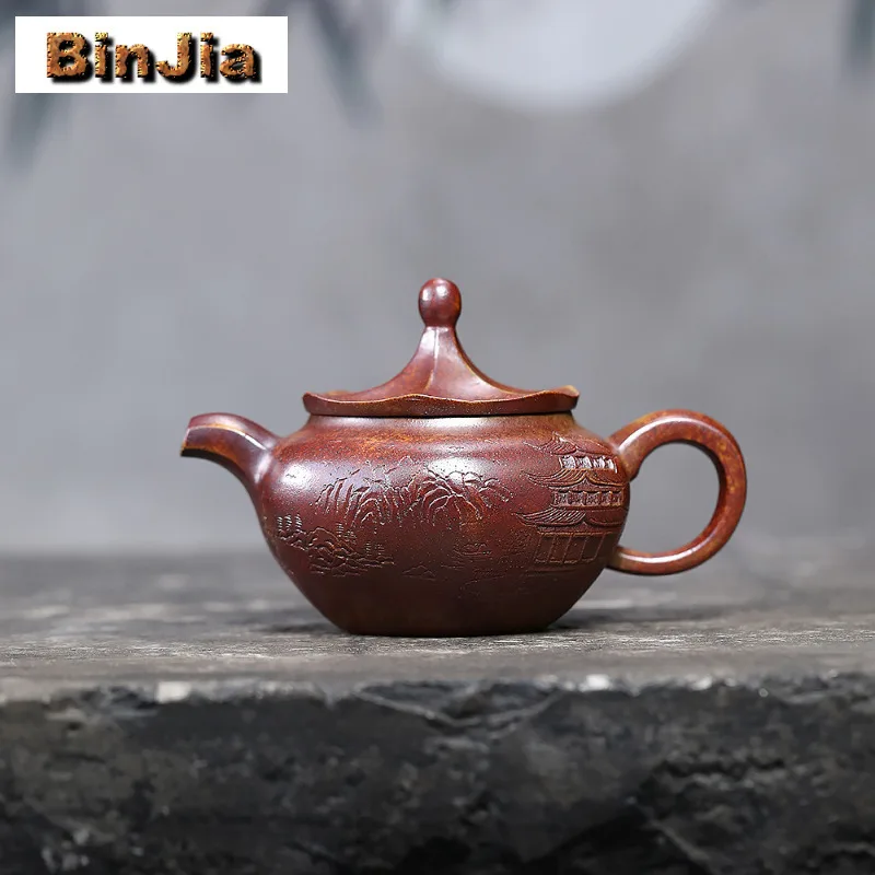 

200ml Handmade Yixing Purple Clay Teapots Handmade Pot Raw Ore Wood-fired Porcelain Mud Kettle Zisha Tea Set Accessories Craft