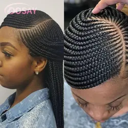 Synthetic Full Lace Front Wig Cornrow Double Braided Wigs For Black Women Box Side Part Braided Lace Wig Faux Locs Braids Wigs