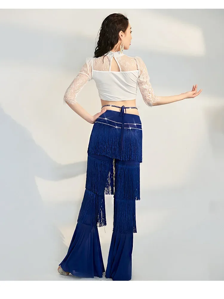 Belly Dance Pants 2024 Spring/Summer New Style Dance Practice Pants Tassel Bell bottom Pants Oriental Belly Dance Dress