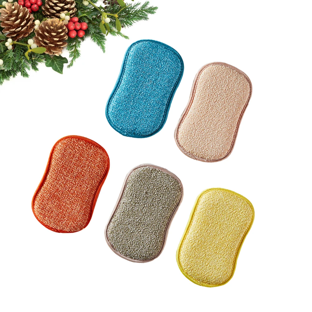 

5Pcs Dishwashing Sponge Cloth Kitchen Towel Absorb Water Microfiber Safe Non Scratch Easy Clean Practical Stylish