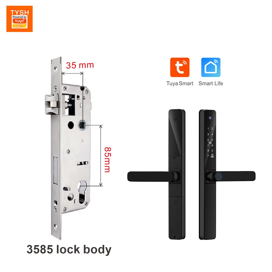 TYSH Tuya WiFi smart lock, IP68 esterno impermeabile, cat eye visivo, sblocco remoto WiFi, blocco impronte digitali, blocco password