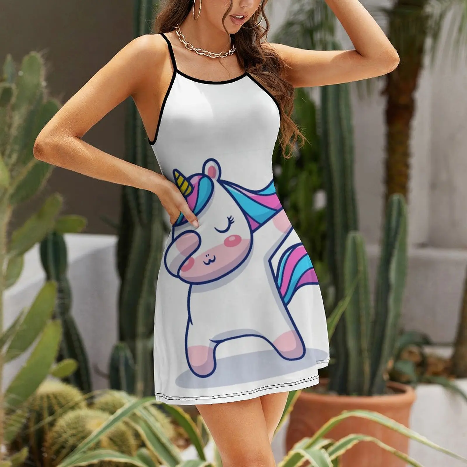 Sexy  Woman's Gown Strappy Dress Divertidos De Unicornio For Sale  Women's Sling Dress Top Quality  Parties Funny Novelty