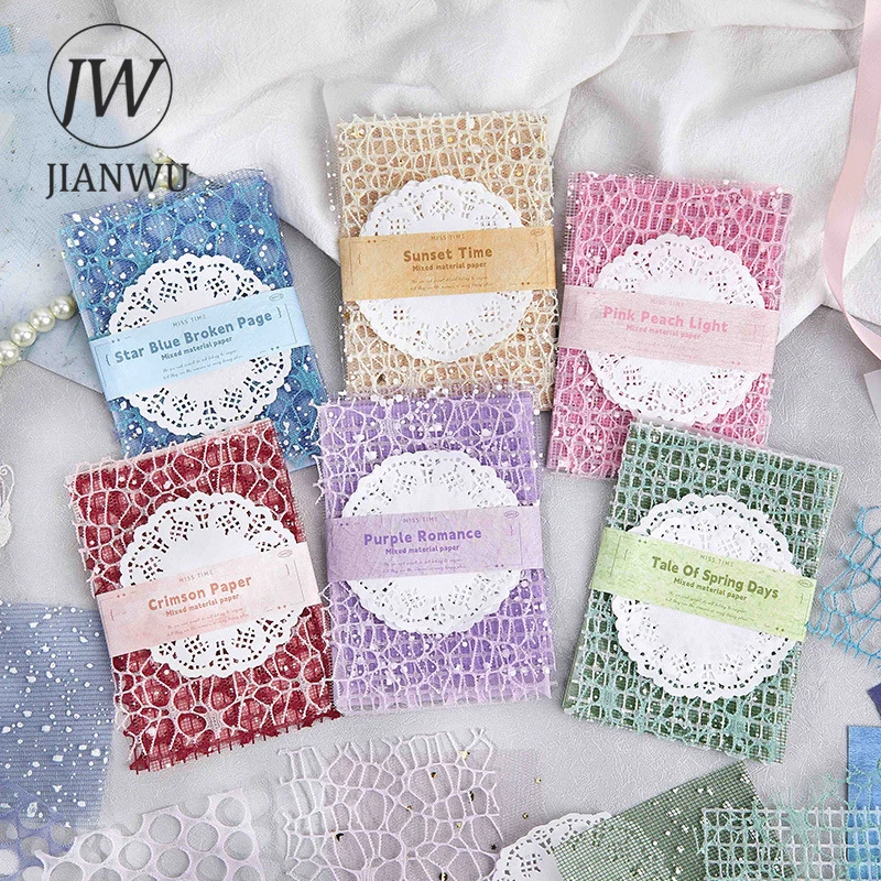 JIANWU Romantic Paper Texture Series Vintage Lace Hollow Landscape Material Collage Material Creative Junk Journal Stationery