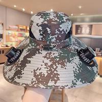 Wide Brim Fishing Hat With Solar Fan Hat Rechargeable Solar Fan Caps 3 Speeds Solar Fan Headgear Sunshade Outdoor Solar Hat