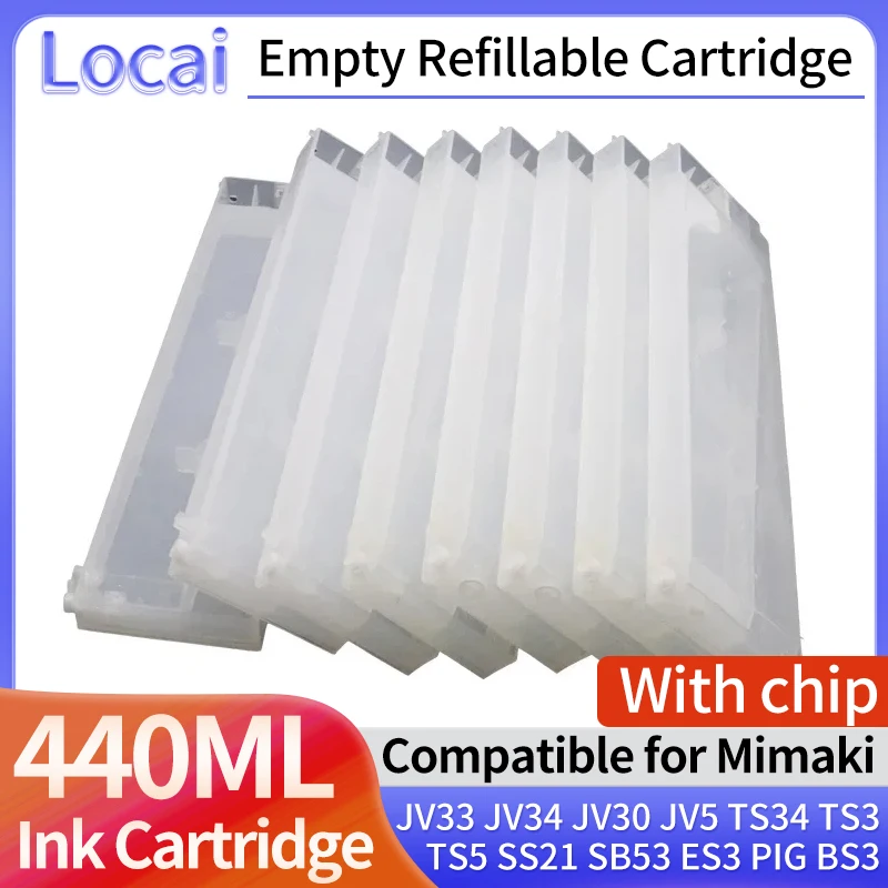 

4-8pcs 440ML Empty Refill Ink cartridge with chip Compatible for Mimaki JV33 JV34 JV30 JV5 TS34 TS3 TS5 SS21 SB53 ES3 Printer