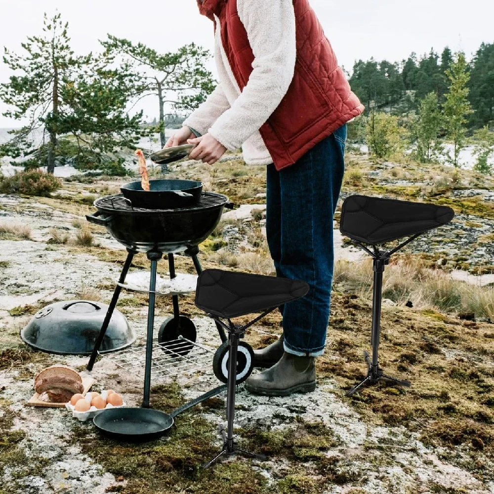 RGGMQQ 1 Set Camping-, Angel- und Wanderhocker, teleskopierbarer, tragbarer Dreibein-Sitz mit Tragetasche, höhenverstellbar, leicht und faltbar – Detail 13