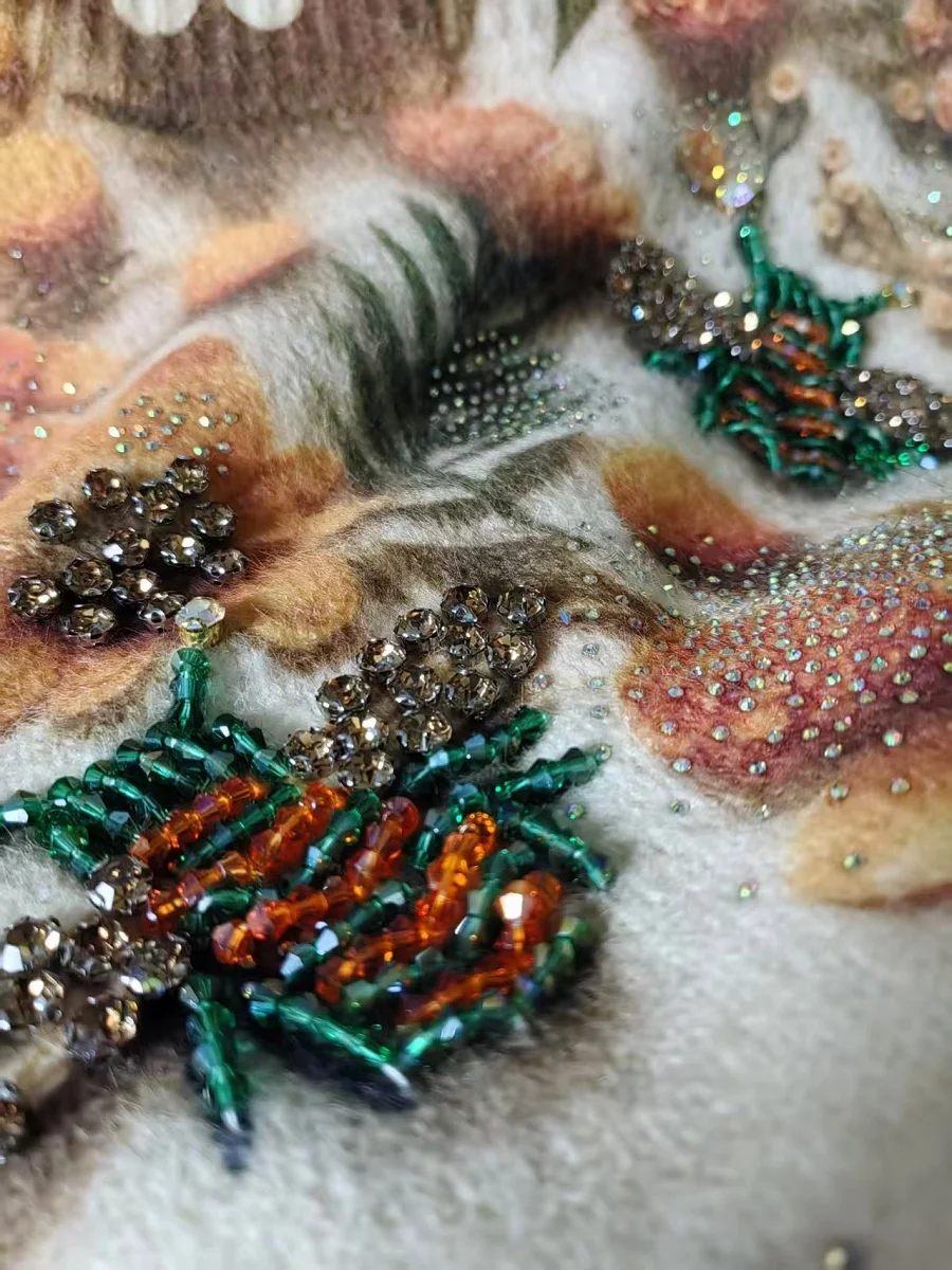 

Real Photo Sparkling Crystal Diamonds Stitch Sweater for Women Autumn/Winter New Trend Outwears Knitwear Pullover Femme Clothing