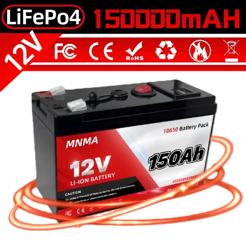 

150Ah 12.8V LiFePO4 Built-in 100A BMS 6000+ Cycles,Low Temp Protection Maintenance-Free RV Camper Marine Boat Off-Grid Power
