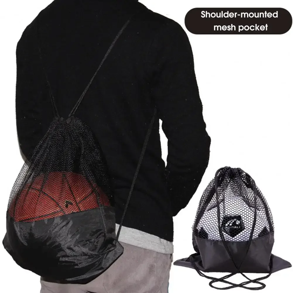 Sport Basketball Volleyball Bag Mesh Large Capacity Adjustable Strap Storage Ball Foldable Drawstring Storage Bag Mesh Pack