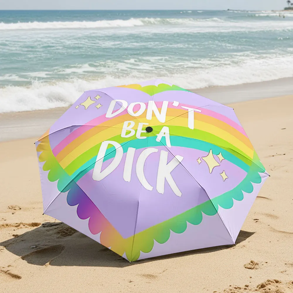 Heart-Shaped Rainbow with Positive Message Umbrella Compact Fashion Folding Umbrella for Daily Use, Christmas Gift
