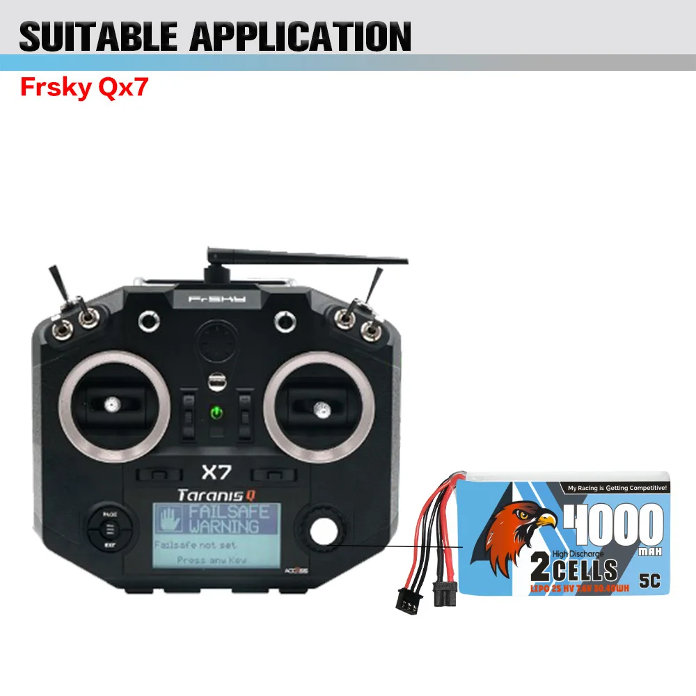 CODDAR 4000MAH 2S 7.6V 5C Frysky QX7 Remote Control High-Capacity High-Voltage Remote control toy model car FPV Battery