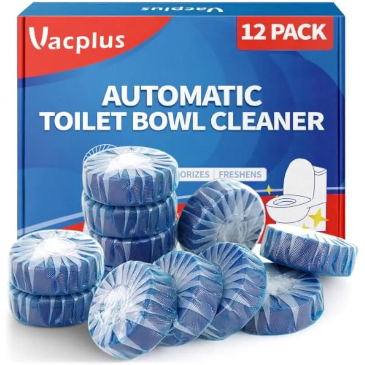 Toilet Bowl Cleaner Tablets, 12 Pack, Auto Cleaning, Long-Lasting