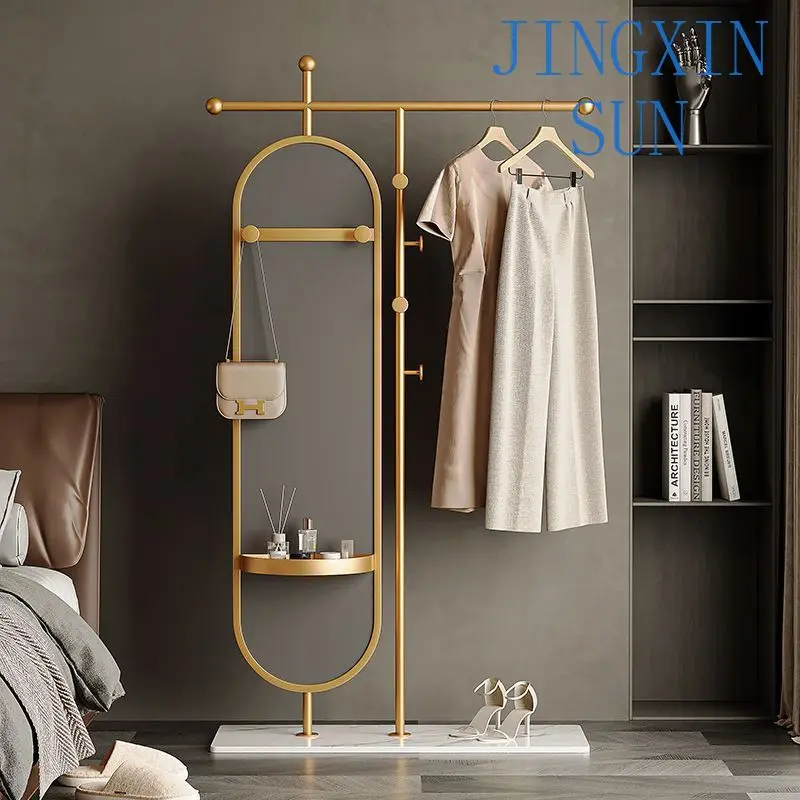Simple floor coat rack, bedroom home full-length mirror, rotatable full-body mirror, hanging clothes rack, new home