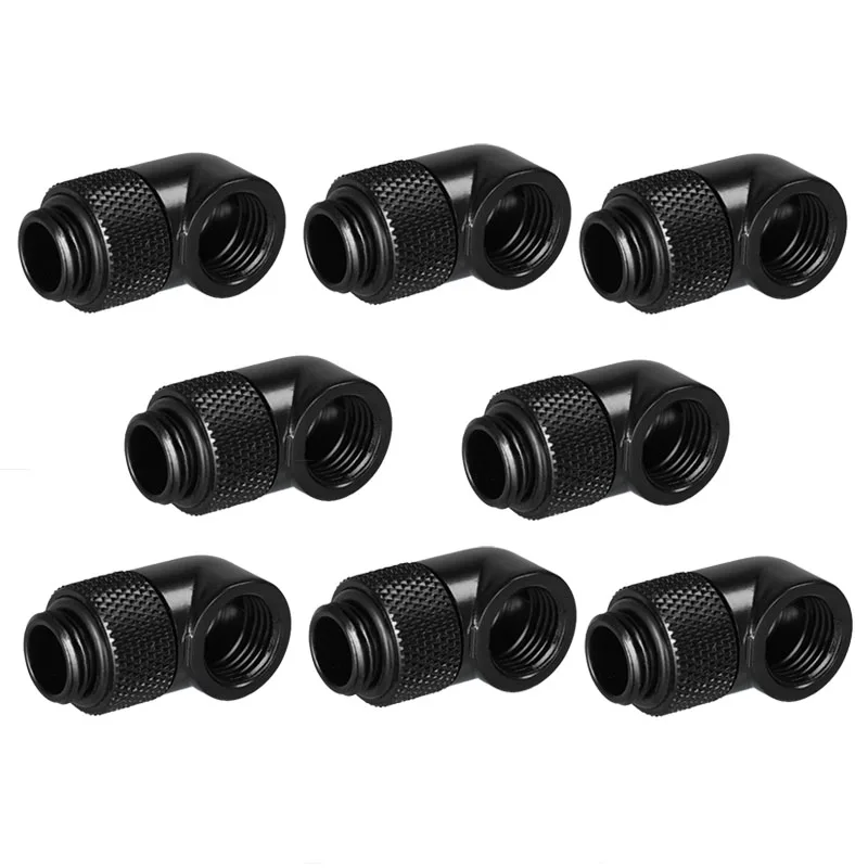 PC chłodzenie wodne 90 stopni obrotowe złączki żeńskie do męskiego F-M twarda rura złączka G1/4 ''złącze czarny/srebrny 2/4/6/8 sztuk — zdjęcie produktu 3