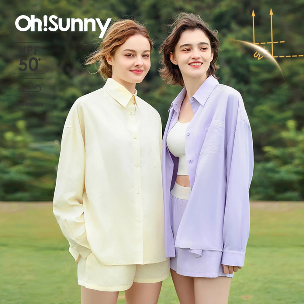 

OhSunny Women Anti-UV Sets 2024 New Summer Outdoor Fashion Oversized Tops Shirt Sunscreen UPF50+ Sun Protection Blouse Short