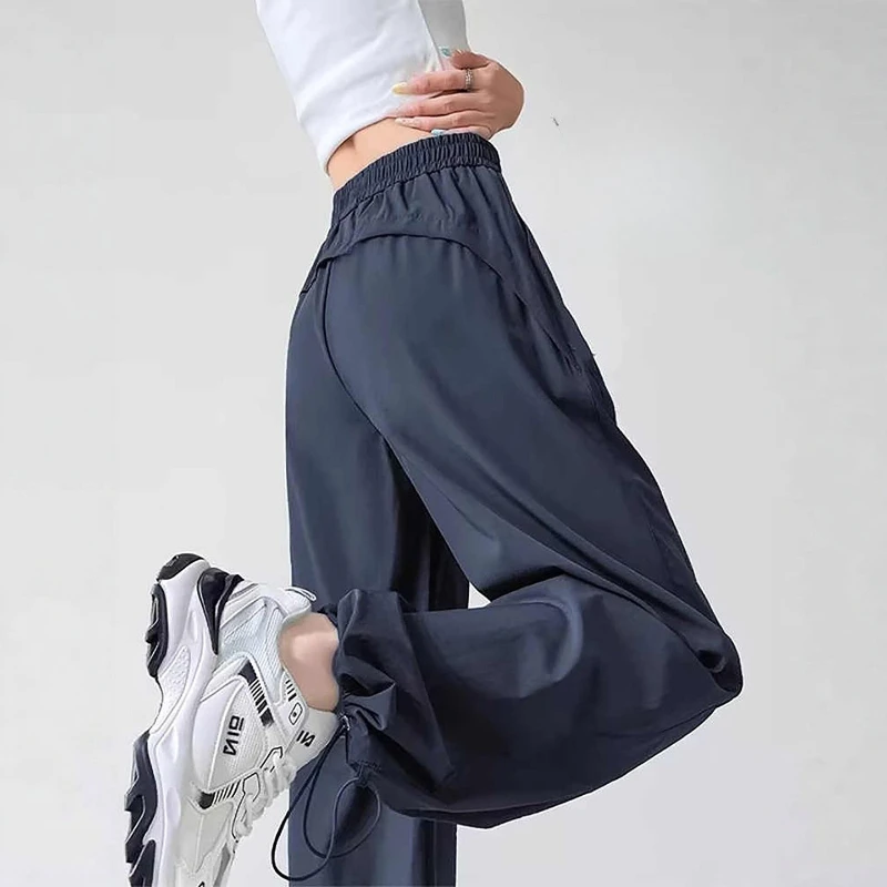 2026 3-lengths Outdoor Sports Overalls Women's Wide-leg Pants Spring Summer High-waisted Loose Quick-dry Thin Casual Trousers