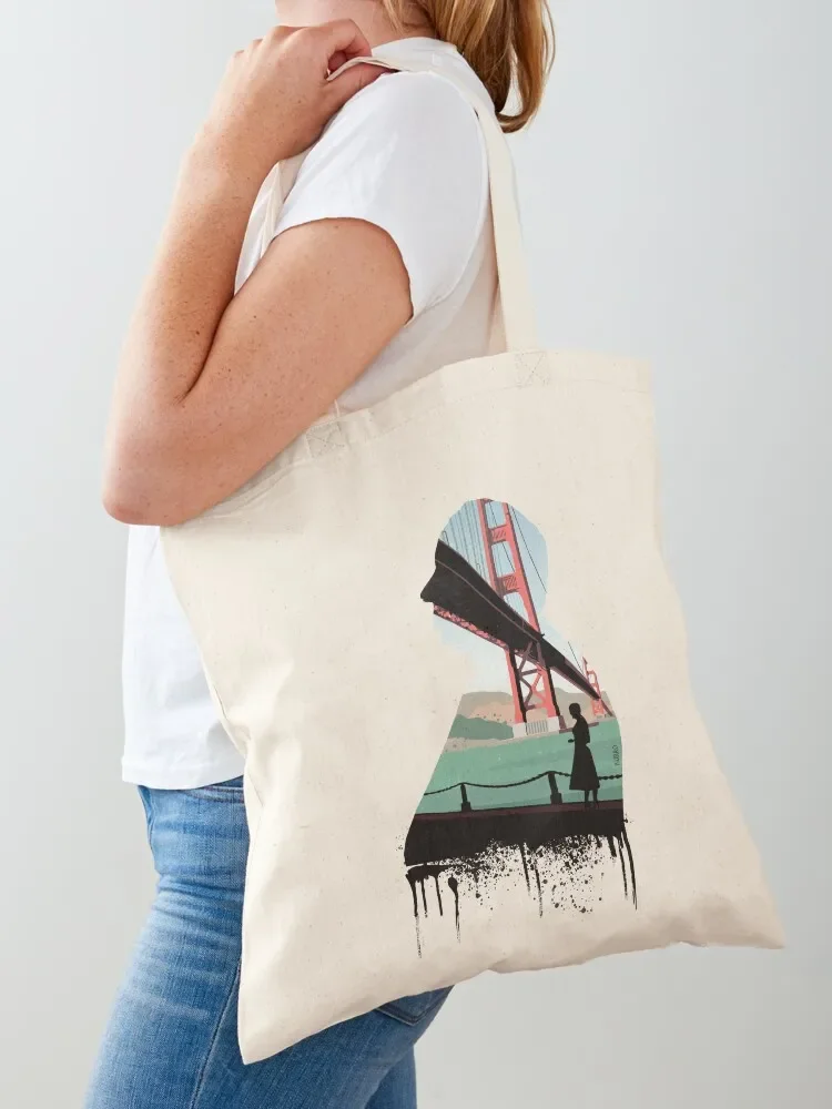 Alfrted Hitchcock's Vertigo Silhouette Illustration by Burro Tote Bag shopping cart bags canvas shopping bag cute tote bag