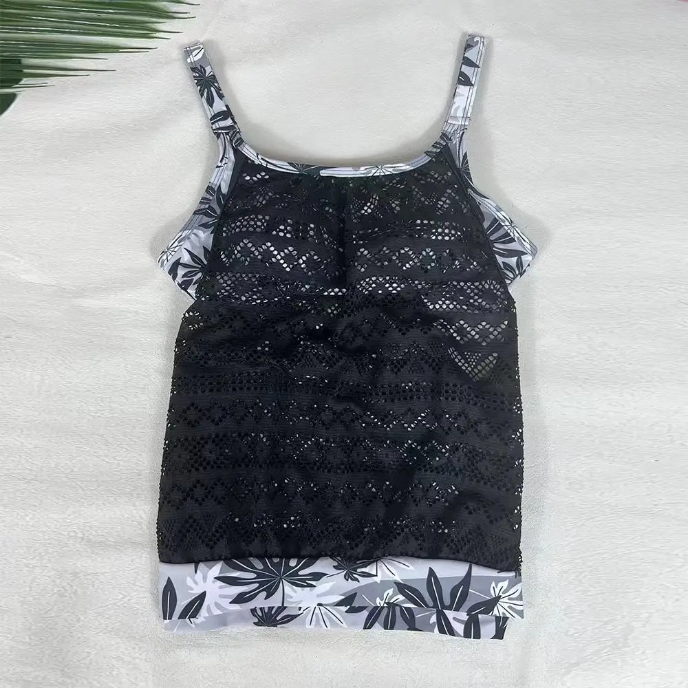 

Ins Flower Sleeveless Swimsuit Plus Size Hollow Out Two Pieces Swimwear Beachwear Crochet Bathing Suit Beach