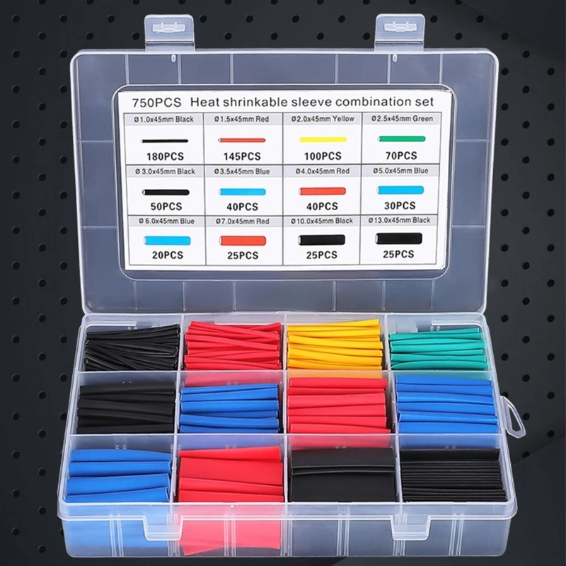 Connessione confezione da 750 manicotti termorestringenti, set tubi termorestringenti fai da te, essenziali