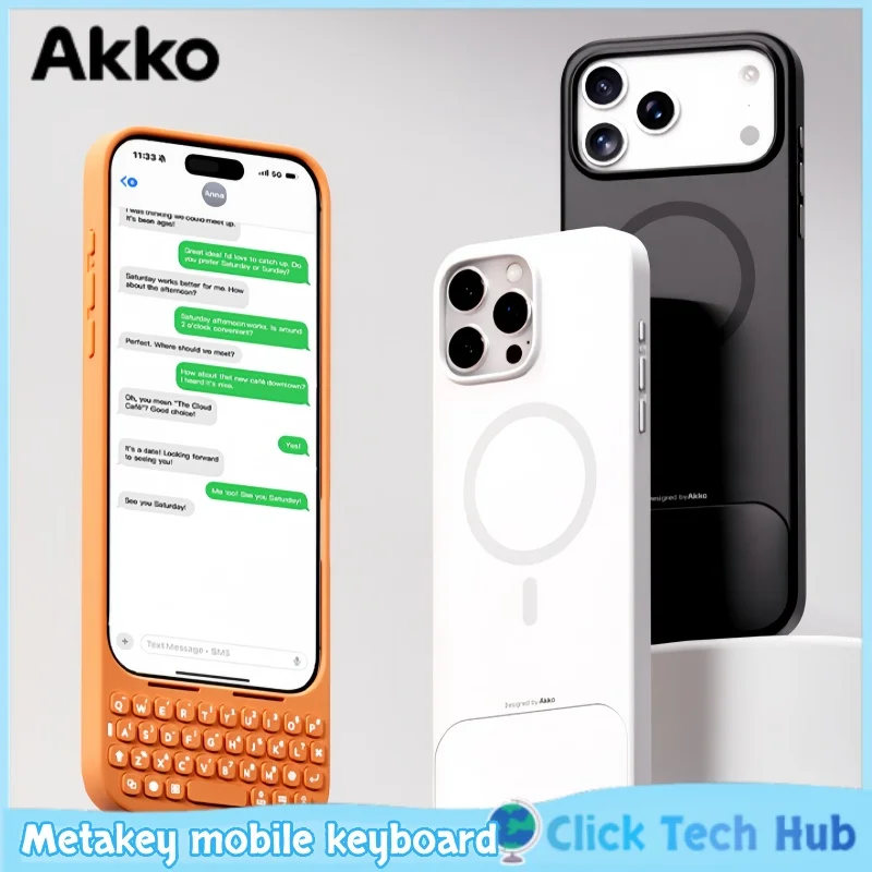 

Akko Metakey мобильная клавиатура Plug and Play с подсветкой, управляемая клавишами, переворачивающая страница для Iphone 16/17 Promax, защитный чехол для телефона