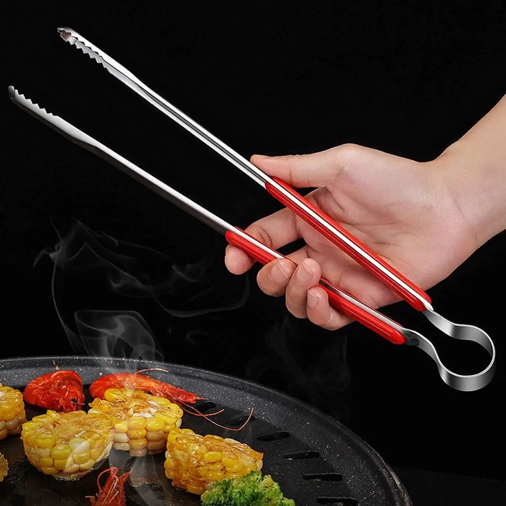 Korean Food Tongs BBQ Meat Bun Stainless Steel Cooking Tongs Utensil Tong Buffet Clips Toast Bread Clamp Kitchen Tools