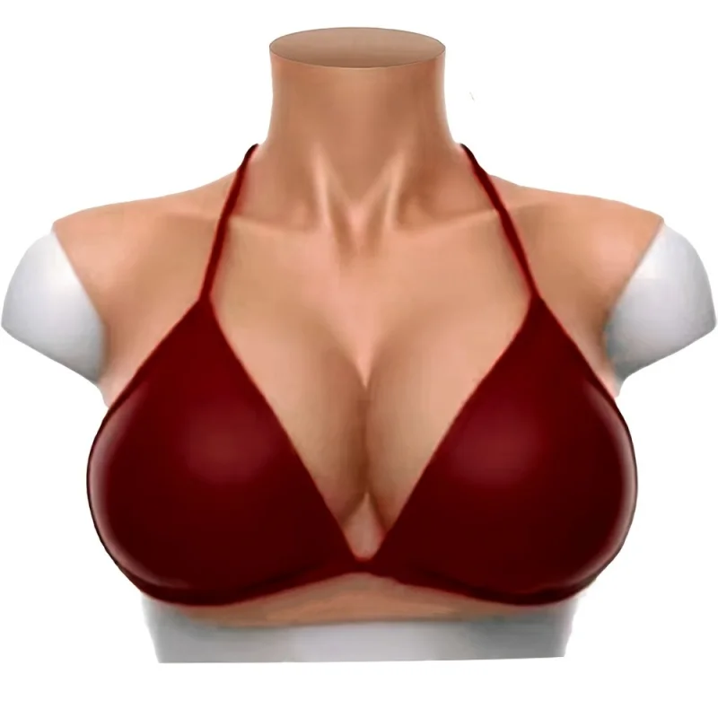 Realistic Breast Prosthesis - High Neck Silicone Breast for C/D/E/G Cup Bras | Comfortable & Breathable for Role-Play & Film/TV