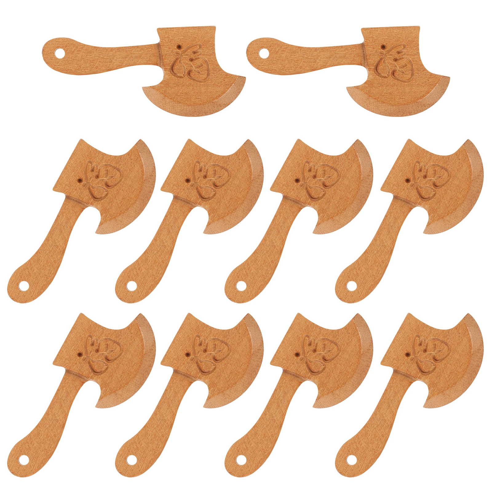 

10pcs Peach Wood Carving Pendant Hanging naments Wooden Axe Creative Home Office Decoration Kids Toy