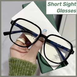Professional Ultra Light Matte Tea Myopia Eyeglasses Fashionable Anti Blue Light Near Sight Glasses Women  Large Frame Eyewear