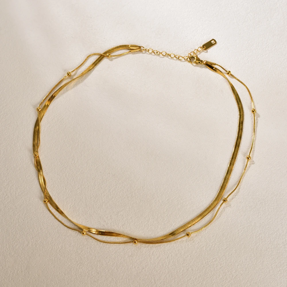 L68 Luxury Gold Plated Multi-layer Beads Necklace 2