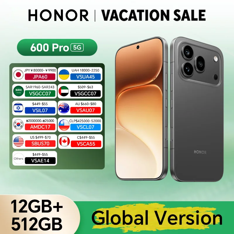New Global Version HONOR 600 Pro 5G 12GB+512GB 6.57'' 120Hz AMOLED Screen 200MP Main Camera 7000mAh 80W SuperCharge