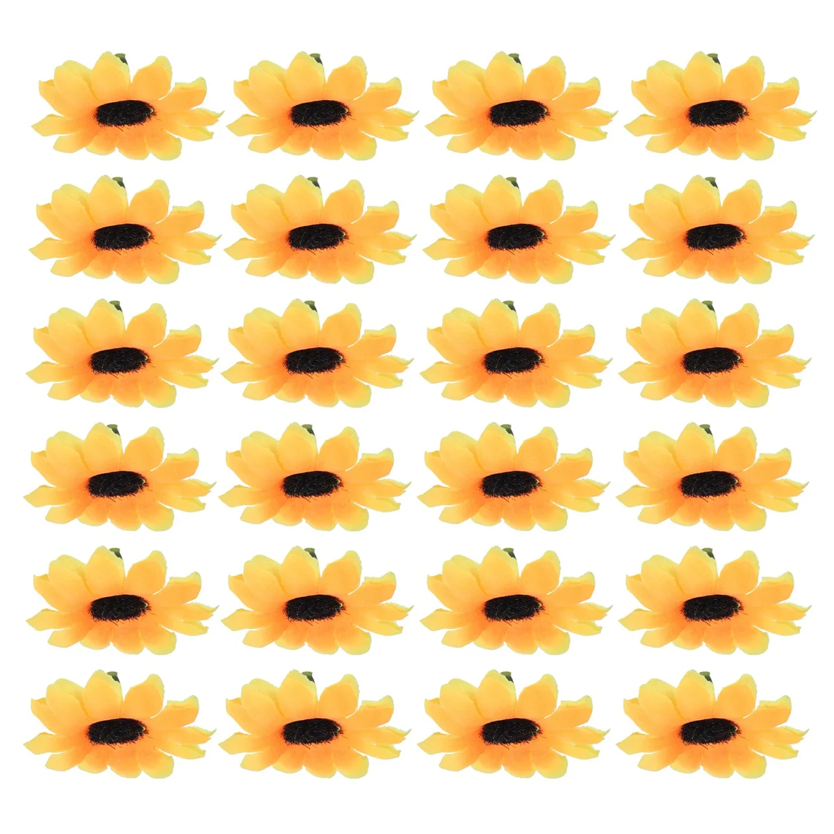 AT77 100 peças de girassol artificial pequena margarida gerbera cabeças de flores para decoração de festa de casamento (amarelo e café)