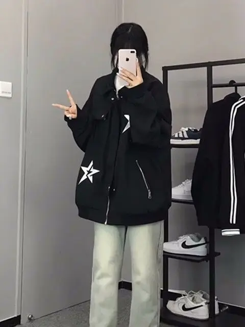 Senhoras jaquetas jeans para mulher feminino peludo ajustável botão-up ulzzang impressão floral impressão preppy textura artes duplo-deck