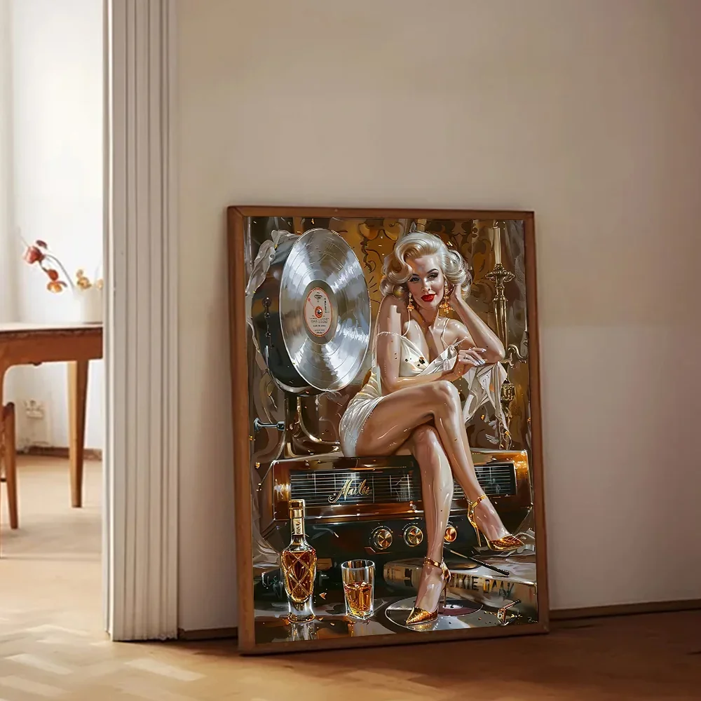 فستان مارلين مونرو الأنيق، ملصق مطبوع قماشي عالي الدقة، مناسب للمنزل، غرفة المعيشة، لوحة فنية جدارية لتزيين الاستوديو #3