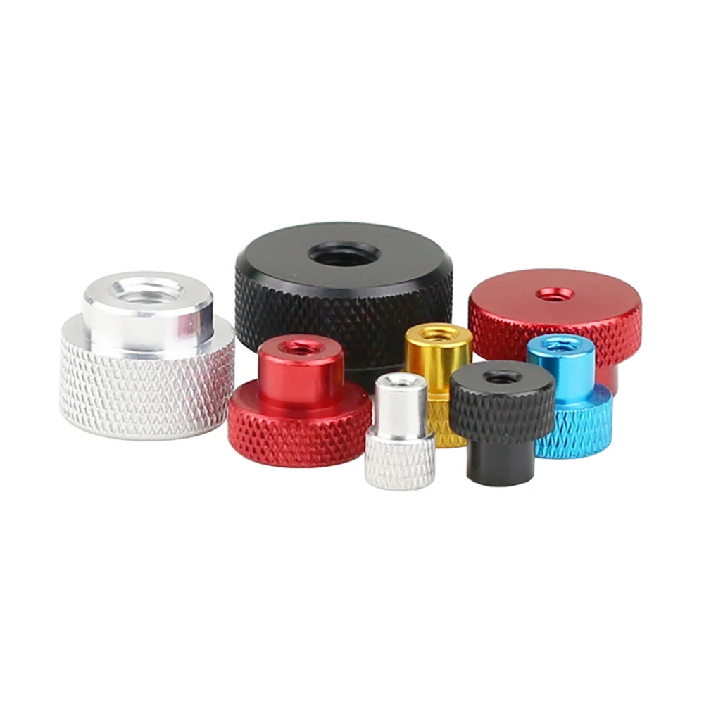 1Pcs M4 M5 M6*D12/16/20MM Through Hole Nut Aluminium Alloy Knurled Thumb Nuts Hand Grip Knob Step Nut