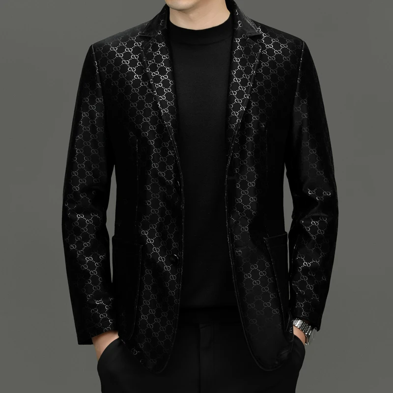 

High-End Genuine Leather Blazers For Men Sheepskin Suit Jackets Autumn Quality Soft Comfortable Skin-Friendly Slim Blazer Hombre