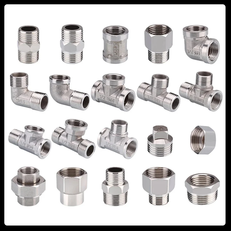 1/2 3/4 BSP 304 Stainless Steel Female Male Thread Tee Type Reducing  Elbow Butt Joint Adapter Adapter Coupler Plumbing Fittings