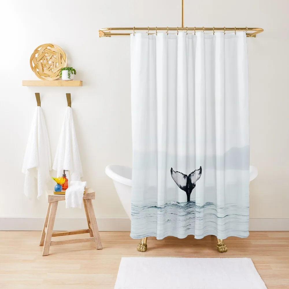

Whale Tail, Ocean Decor, Modern Minimalist Art Shower Curtain Bathroom Accessory Cute Shower Curtain