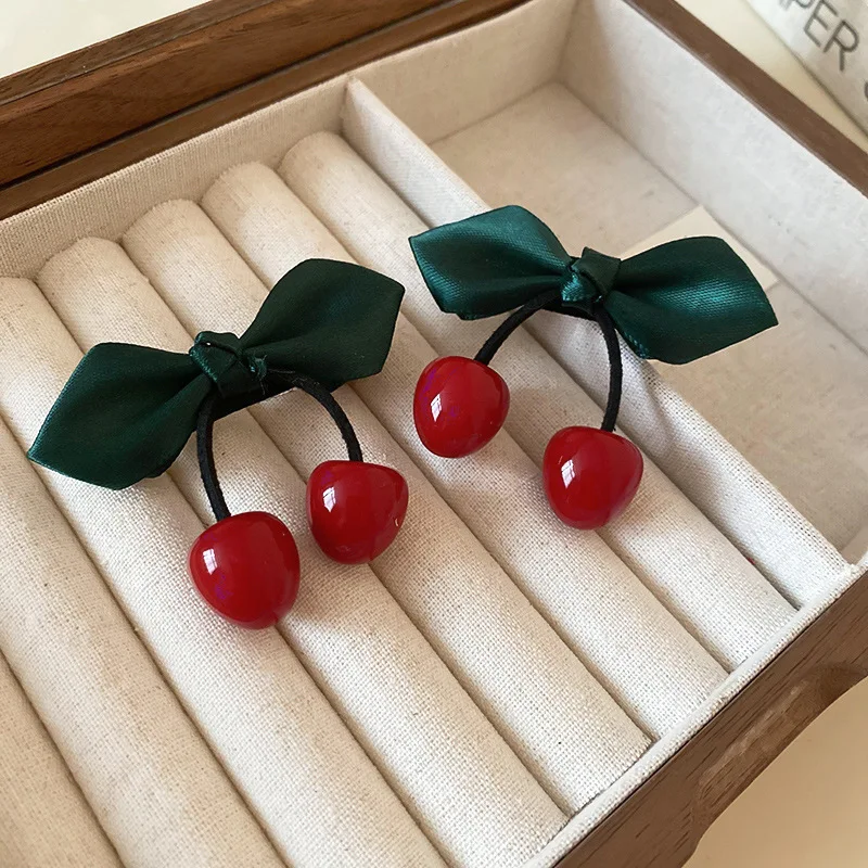 Duckbill Hair Clip Resin Cherry Leaf Cute Fashion Side Bangs Updo Charming Women Girls Daily Party Travel Portable Red Green