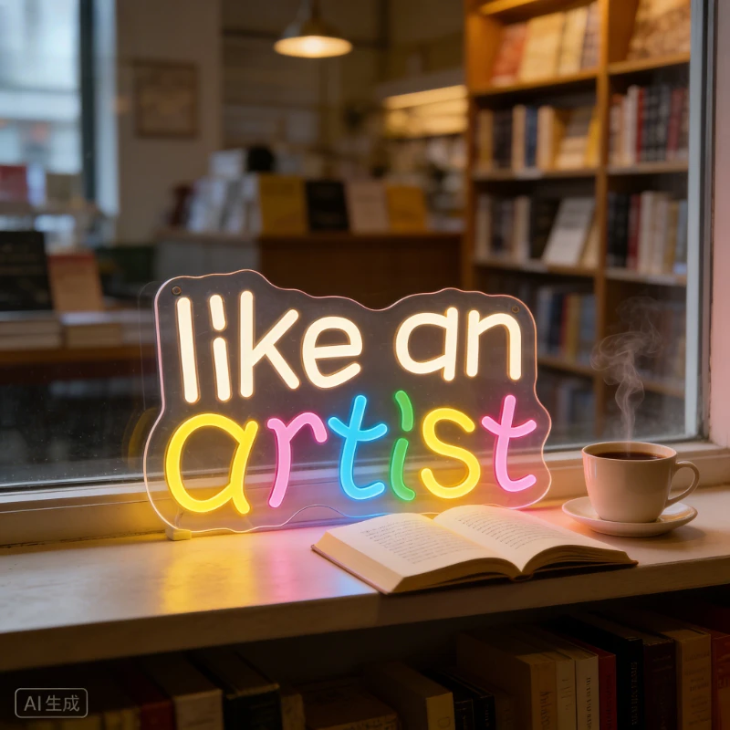 Like an Artist LED Neon Sign Multicolor Glow for Studio Bedroom Home Office Decor Inspirational Quote Wall Art Lighting Gift