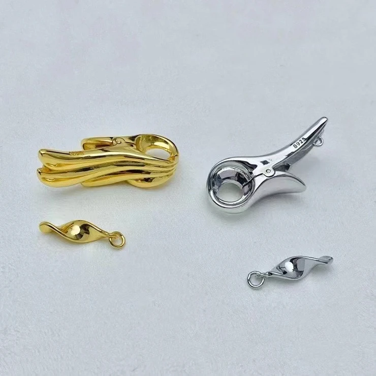 Wholesale 925 Sterling Silver Necklace Bracelet Clasps and Hooks Jewelry Accessory Parts Settings 3pcs/lot