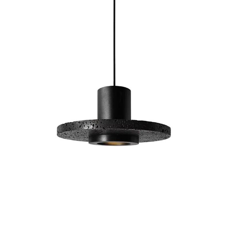 

Modern Black Stone Pendant Light Minimalist Volcanic Stone Hanging Lamp